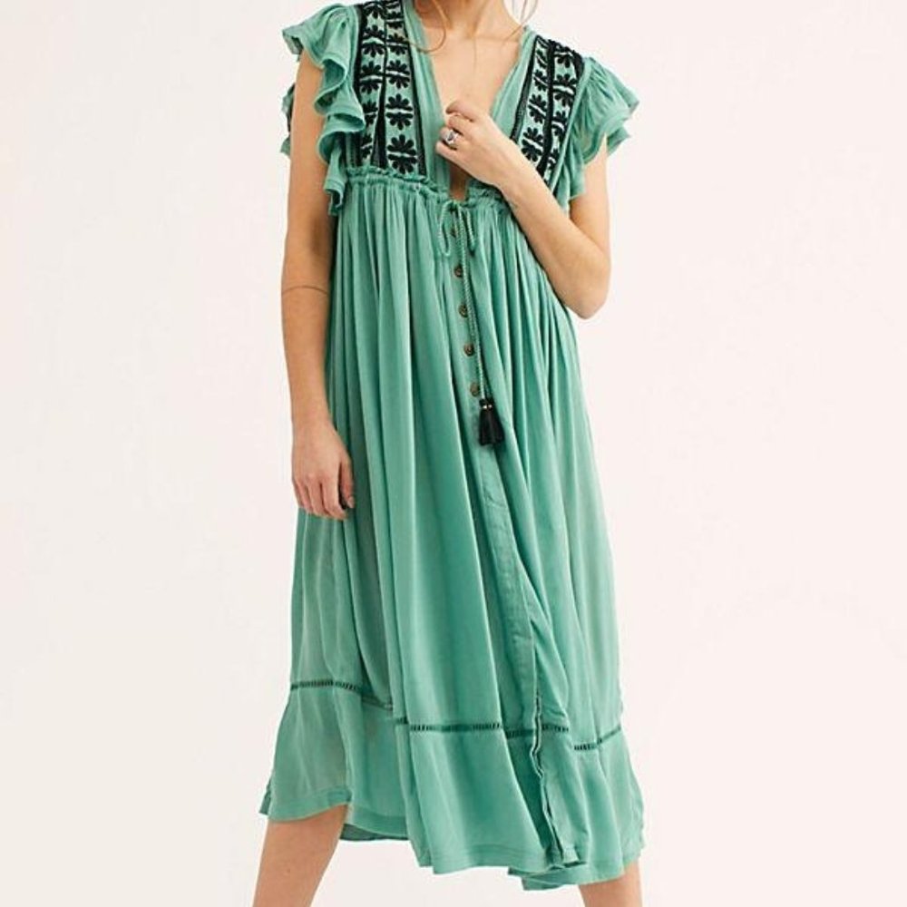 Free People Green Beach Comber Dress